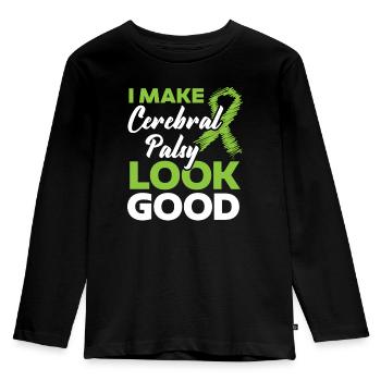 I Make Cerebral Palsy Looks Good Disease Disorder - Kids' Premium Longsleeve Shirt - black - Front - AI Model Kid Male (0cm)