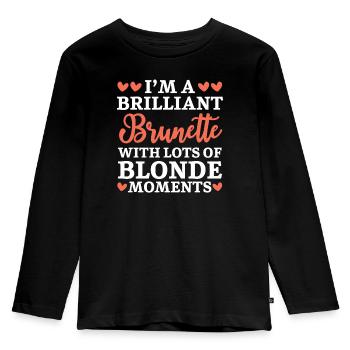 Ich bin ein brillantes brünettes braunes Haar blondes Haar - Kinder Premium Bio Langarmshirt - Schwarz - Vorne - AI Model Kid Male (0cm)