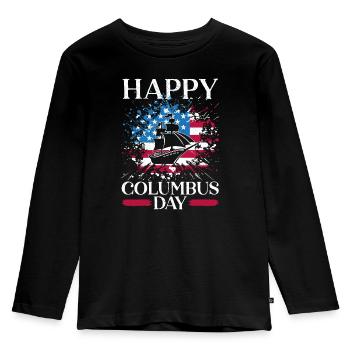 Happy Columbus Day Christopher Columbus Navigator - Kids' Premium Longsleeve Shirt - black - Front - AI Model Kid Male (0cm)