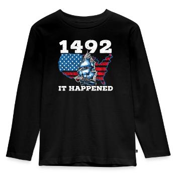 Columbus Day Christopher Columbus Navigator - Kids' Premium Longsleeve Shirt - black - Front - AI Model Kid Male (0cm)