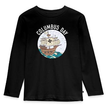 Columbus Day Christopher Columbus Italian American - Kids' Premium Longsleeve Shirt - black - Front - AI Model Kid Male (0cm)