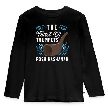 Das Fest der Posaunen Rosch Haschana Juden Juden - Kinder Premium Bio Langarmshirt - Schwarz - Vorne - AI Model Kid Male (0cm)