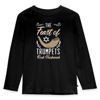 Das Fest der Posaunen Rosch Haschana Juden Juden - Kinder Premium Bio Langarmshirt - Schwarz - Vorne - AI Model Kid Male (0cm)