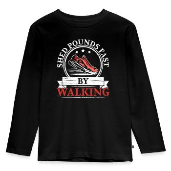 Shed Pounds Fast By Walking Walker Cardio Exercise - Kids' Premium Longsleeve Shirt - black - Front - AI Model Kid Male (0cm)