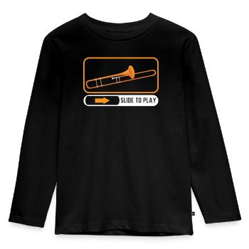 Slide To Play Musikinstrument Musiker Posaune - Kinder Premium Bio Langarmshirt - Schwarz - Vorne - AI Model Kid Male (0cm)