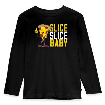 Slice Slice Baby Feinschmecker Pizzaiolo Pizza Liebhaber - Kinder Premium Bio Langarmshirt - Schwarz - Vorne - AI Model Kid Male (0cm)