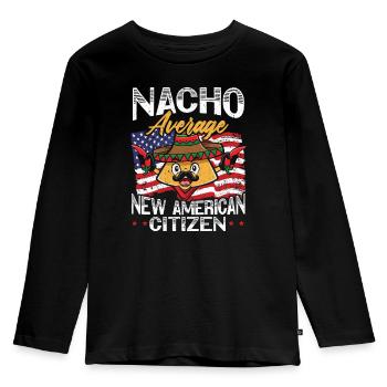 Nacho Average New American Citizen Constitution - Kids' Premium Longsleeve Shirt - black - Front - AI Model Kid Male (0cm)
