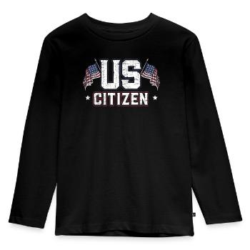US Citizen New American USA Flag Constitution Day - Kids' Premium Longsleeve Shirt - black - Front - AI Model Kid Male (0cm)