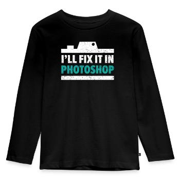 I'll Fix It In Photoshop Resolution Photographer - Kids' Premium Longsleeve Shirt - black - Front - AI Model Kid Male (0cm)