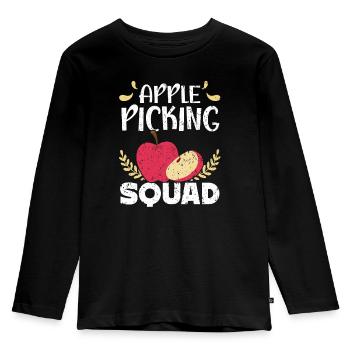 Apfelpflücker Apfel Obst Liebhaber Apfelbaum - Kinder Premium Bio Langarmshirt - Schwarz - Vorne - AI Model Kid Male (0cm)