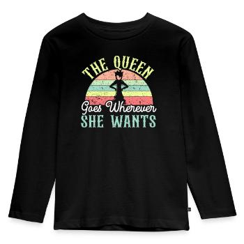 Die Königin geht dorthin, wo sie Schachspieler will - Kinder Premium Bio Langarmshirt - Schwarz - Vorne - AI Model Kid Male (0cm)