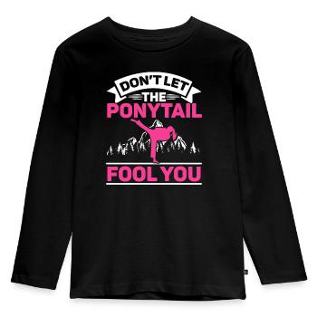 Ne laissez pas la queue de cheval vous tromper MMA Taekwondo Girl - T-shirt manches longues Premium Enfant - noir - Devant - AI Model Kid Male (0cm)