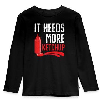 It Needs More Ketchup King Ketchup Queen - Kids' Premium Longsleeve Shirt - black - Front - AI Model Kid Male (0cm)