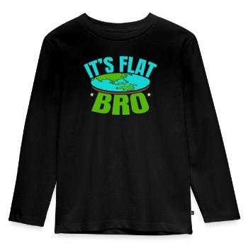 It's Flat Bro Flat Earth Society Flat Earther - Kids' Premium Longsleeve Shirt - black - Front - AI Model Kid Male (0cm)