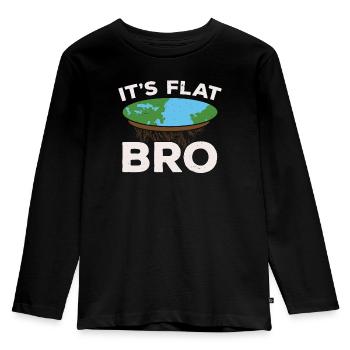 It's Flat Bro Flat Earth Society Flat Earther - Kids' Premium Longsleeve Shirt - black - Front - AI Model Kid Male (0cm)