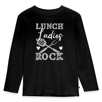 Lunch Ladies Rock Cafeteria Worker Cook Lunch Lady - Kids' Premium Longsleeve Shirt - black - Front - AI Model Kid Male (0cm)