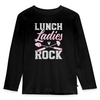 Lunch Ladies Rock Cafeteria Worker Cook Lunch Lady - Kids' Premium Longsleeve Shirt - black - Front - AI Model Kid Male (0cm)