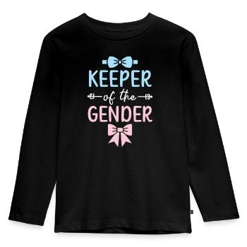 Keeper Of The Gender Schwangerschaft Gender Reveal - Kinder Premium Bio Langarmshirt - Schwarz - Vorne - AI Model Kid Male (0cm)