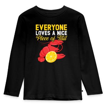 Jeder liebt ein schönes Stück Schwanzhummer - Kinder Premium Bio Langarmshirt - Schwarz - Vorne - AI Model Kid Male (0cm)