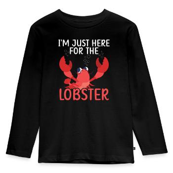 Ich bin nur hier für die Hummer-Langusten-Meeresfrüchte - Kinder Premium Bio Langarmshirt - Schwarz - Vorne - AI Model Kid Male (0cm)