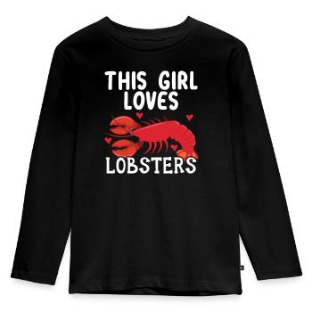Dieses Mädchen liebt Hummer Langustenfresser Meeresfrüchte - Kinder Premium Bio Langarmshirt - Schwarz - Vorne - AI Model Kid Male (0cm)