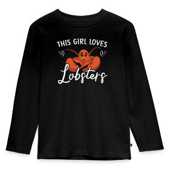 Dieses Mädchen liebt Hummer Langustenfresser Meeresfrüchte - Kinder Premium Bio Langarmshirt - Schwarz - Vorne - AI Model Kid Male (0cm)