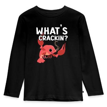 Was ist Crackin Langustenfresser Meeresfrüchte Hummer - Kinder Premium Bio Langarmshirt - Schwarz - Vorne - AI Model Kid Male (0cm)
