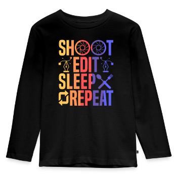 Fotografie Kamera Bild Bild Fotograf - Kinder Premium Bio Langarmshirt - Schwarz - Vorne - AI Model Kid Male (0cm)
