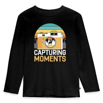 Momente festhalten Fotografie Kamera Fotograf - Kinder Premium Bio Langarmshirt - Schwarz - Vorne - AI Model Kid Male (0cm)
