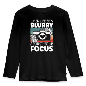 Fotografie Kamera Bild Bild Fotograf - Kinder Premium Bio Langarmshirt - Schwarz - Vorne - AI Model Kid Male (0cm)