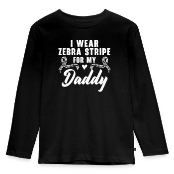 Ich trage Zebrastreifen für meinen Papa Karzinoidkrebs - Kinder Premium Bio Langarmshirt - Schwarz - Vorne - AI Model Kid Male (0cm)