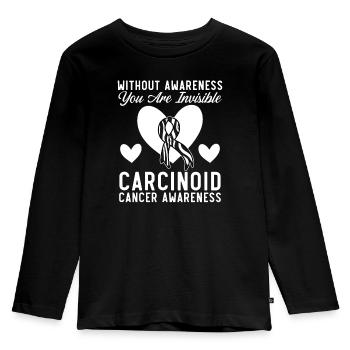 Zebrastreifen Karzinoid Krebs Bewusstseinsmonat - Kinder Premium Bio Langarmshirt - Schwarz - Vorne - AI Model Kid Male (0cm)