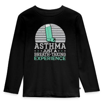 Asthma Just A Breath-taking Experience Breathing - Kids' Premium Longsleeve Shirt - black - Front - AI Model Kid Male (0cm)