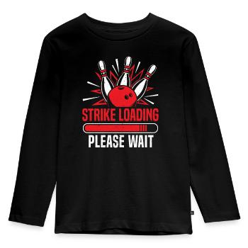 Strike Loading Bowling - Kinder Premium Bio Langarmshirt - Schwarz - Vorne - AI Model Kid Male (0cm)