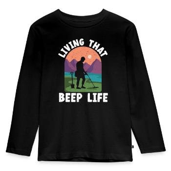 Living That Beep Life Detectorist Treasure Hunting - Kids' Premium Longsleeve Shirt - black - Front - AI Model Kid Male (0cm)