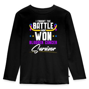 Fought The Battle And Won Bladder Cancer Survivor - Kids' Premium Longsleeve Shirt - black - Front - AI Model Kid Male (0cm)
