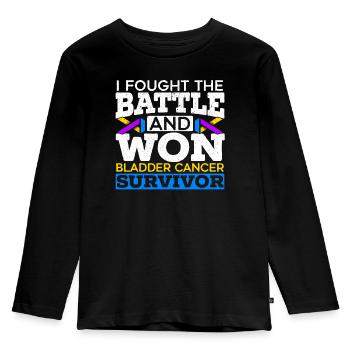 Fought The Battle And Won Bladder Cancer Survivor - Kids' Premium Longsleeve Shirt - black - Front - AI Model Kid Male (0cm)