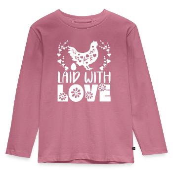 Hühnerzüchter Hühnerflüsterer Nutztier - Kinder Premium Bio Langarmshirt - Mauve - Vorne - AI Model Kid Female (0cm)