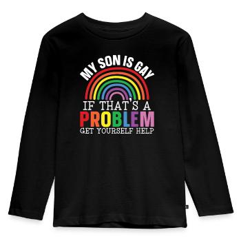 Gay Rights Rainbow Pride Month LGBTQ Gay Pride - Kids' Premium Longsleeve Shirt - black - Front - AI Model Kid Male (0cm)