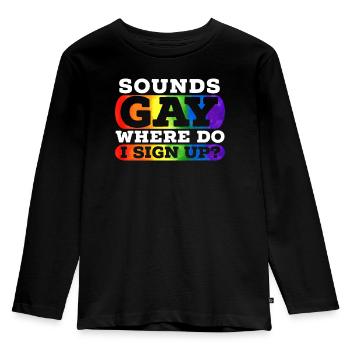 Gay Rights Rainbow Pride Month LGBTQ Gay Pride - Kids' Premium Longsleeve Shirt - black - Front - AI Model Kid Male (0cm)
