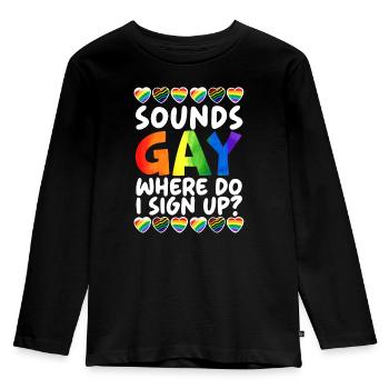 Gay Rights Rainbow Pride Month LGBTQ Gay Pride - Kids' Premium Longsleeve Shirt - black - Front - AI Model Kid Male (0cm)
