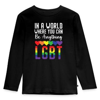 Gay Rights Rainbow Pride LGBTQ Gay Pride Parade - Kids' Premium Longsleeve Shirt - black - Front - AI Model Kid Male (0cm)