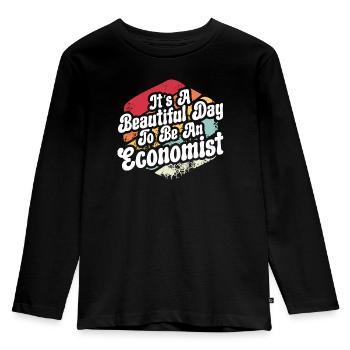 Wirtschaftswissenschaftler Wirtschaftslehrer Beruf Wirtschaft Wirtschaft - Kinder Premium Bio Langarmshirt - Schwarz - Vorne - AI Model Kid Male (0cm)