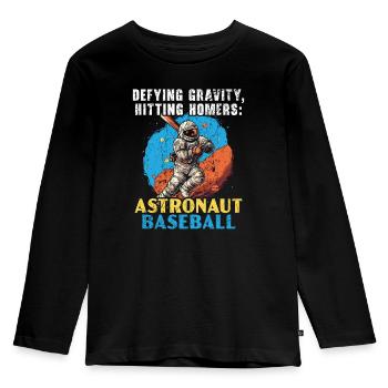 Baseball Astronaut Baseball Player Outerspace - Kids' Premium Longsleeve Shirt - black - Front - AI Model Kid Male (0cm)