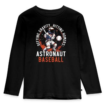 Baseball Astronaut Baseball Player Outerspace - Kids' Premium Longsleeve Shirt - black - Front - AI Model Kid Male (0cm)