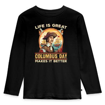 Christopher Columbus Italian American Columbus Day - Kids' Premium Longsleeve Shirt - black - Front - AI Model Kid Male (0cm)