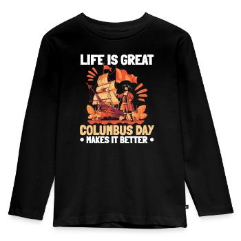 Christopher Columbus Italian American Columbus Day - Kids' Premium Longsleeve Shirt - black - Front - AI Model Kid Male (0cm)