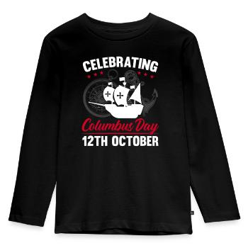 Christopher Columbus Italian American Columbus Day - Kids' Premium Longsleeve Shirt - black - Front - AI Model Kid Male (0cm)