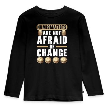 Coin Collector Numismatist Coin Collecting - Kids' Premium Longsleeve Shirt - black - Front - AI Model Kid Male (0cm)