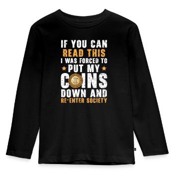 Coin Collector Numismatist Coin Collecting - Kids' Premium Longsleeve Shirt - black - Front - AI Model Kid Male (0cm)